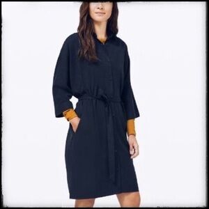 Lululemon Perfectly Poised Black Belted Button Down Shirt Mini Dress